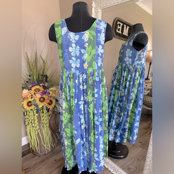 VTG Sita • Tropical Print Full Skirt Midi Dress - Picture 6 of 8